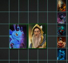 Dota 2 Layout screenshot showing the selected characters snapping to the grid